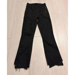 Mother Insider Crop Two Step Fray Jeans in Guilty Party Racer Black Sz 24 Black
